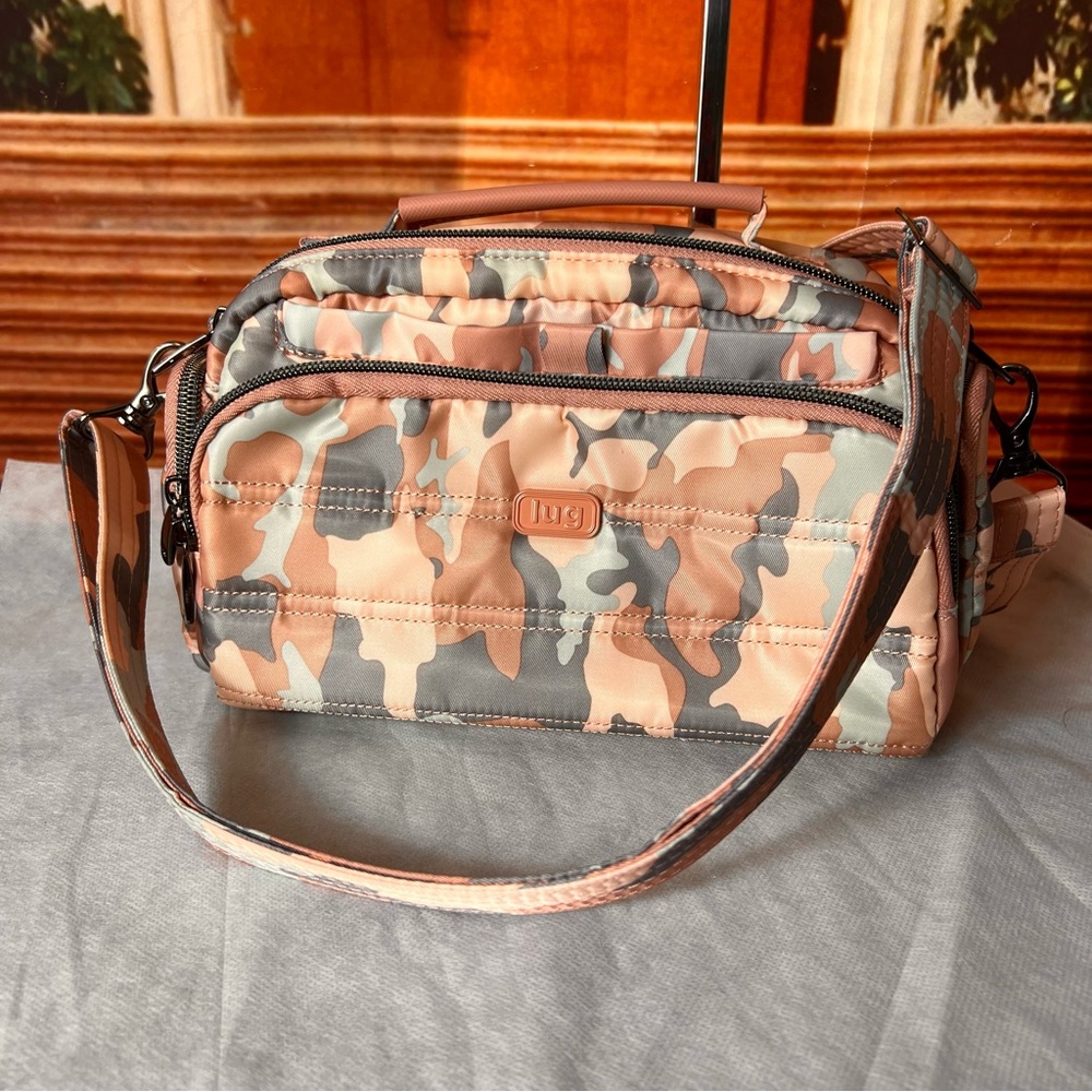 Lug Trolley Crossbody pink camo bag, amazing for travel so many compartments